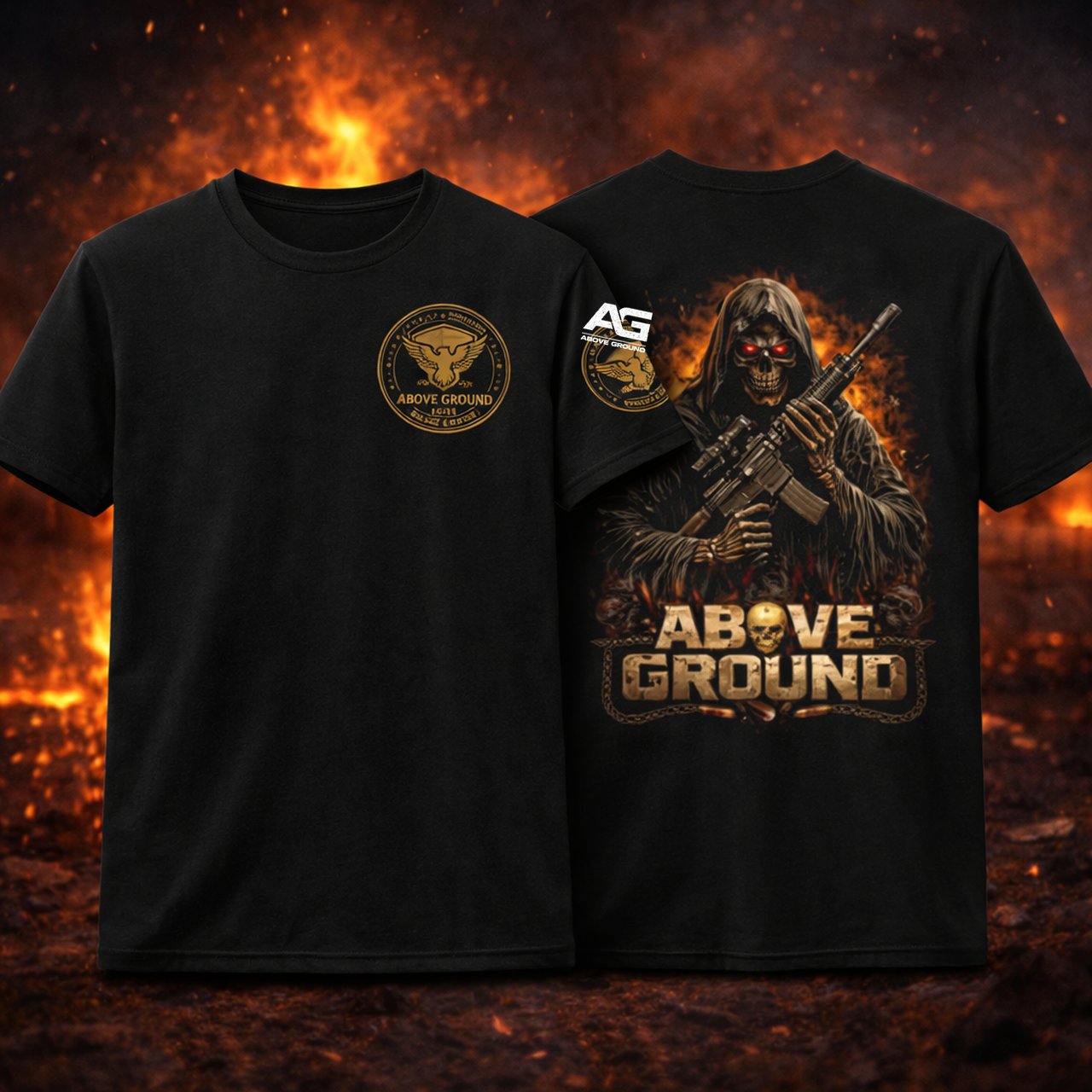 Above Ground Tactical T-Shirt — Skull Graphic Tee - Patriotic apparel from Above Ground Gear