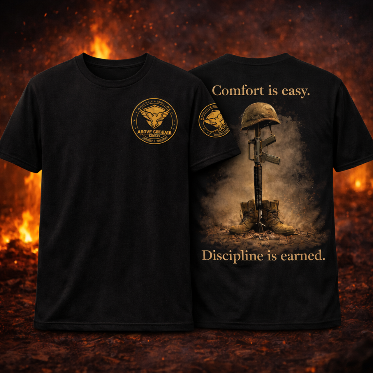 Earned Discipline T-Shirt - Patriotic apparel from Above Ground Gear