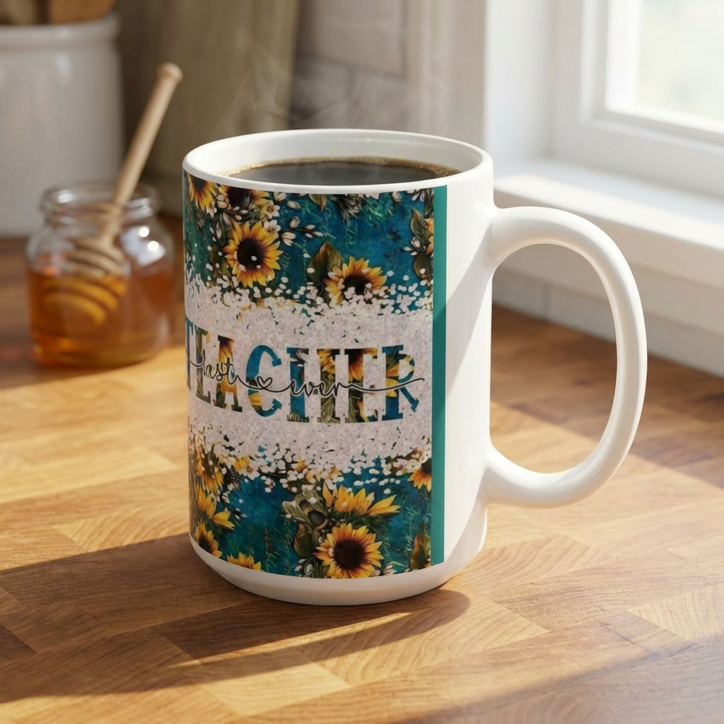 Teacher Life Ceramic Mug — Sunflower Teacher Appreciation Coffee Cup (11oz &amp; 15oz) product thumbnail image