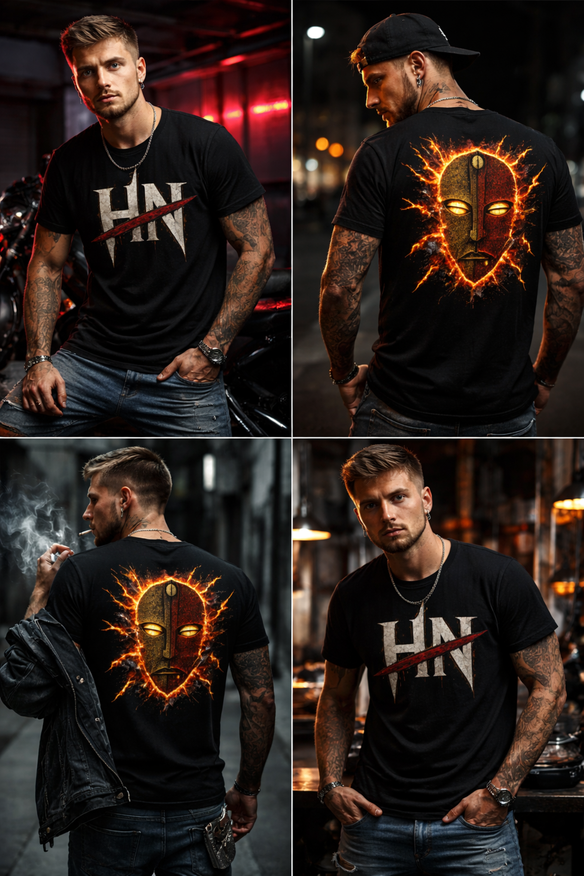 Hexa Noir “Creation” Tee – Fire Mask Streetwear product thumbnail image Hexa Noir “Creation” Tee – Fire Mask Streetwear product thumbnail image