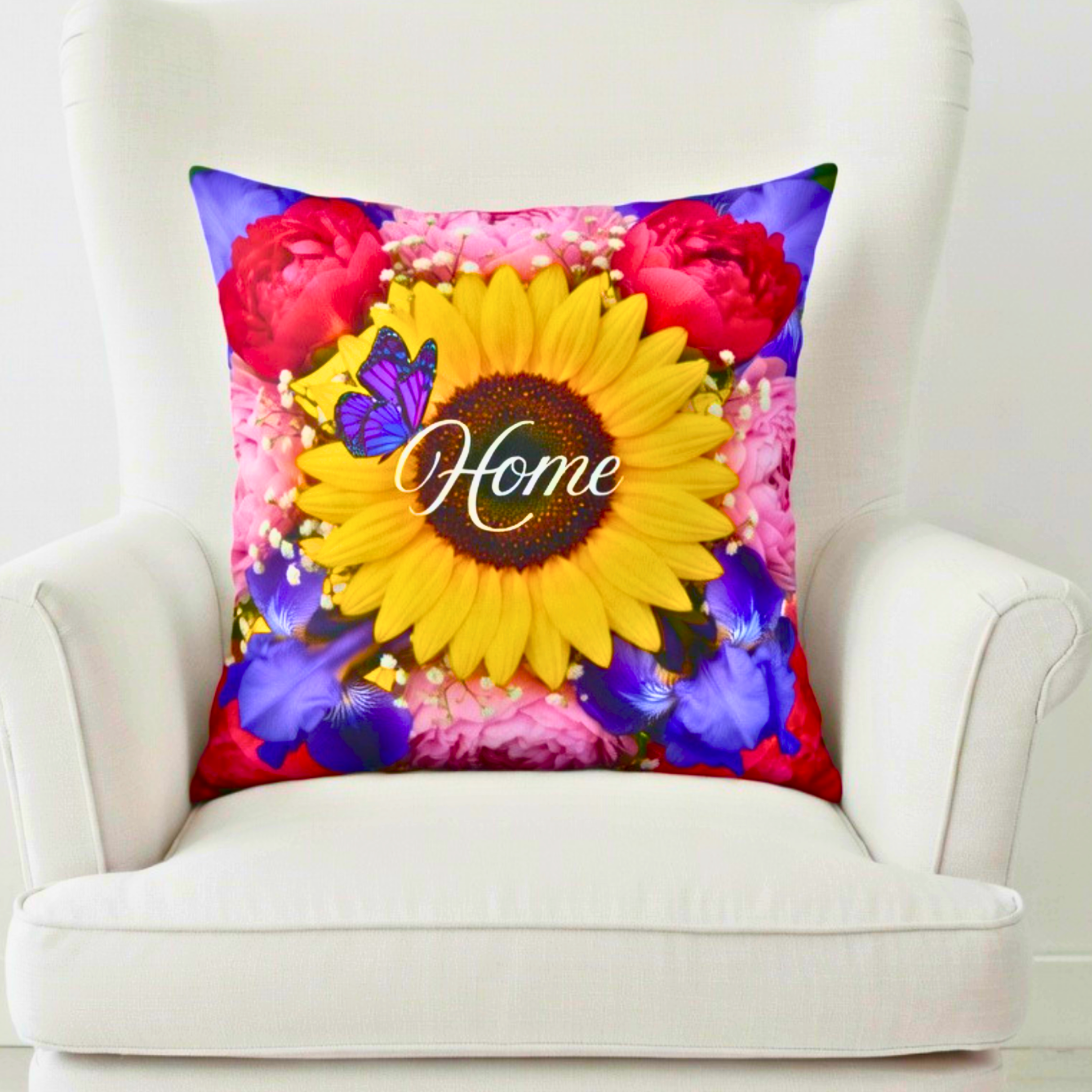 Sunflower Pillow | Floral Throw Cushion, Bright Summer Flower Decor | New Home Gift Idea product thumbnail image