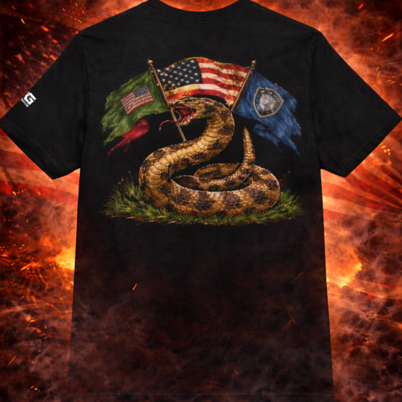 Don't Tread On Me Snake T-shirt — Gadsden Flag Patriotic Tee - Patriotic apparel from Above Ground Gear
