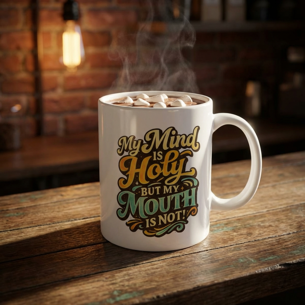 My Mind Is Holy | My Mouth Is Not | Ceramic Mug | 11oz - 15oz product thumbnail image