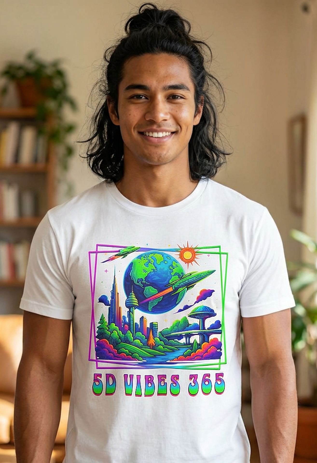 5D Vibes 365 Tee — Retro Psychedelic Earthscape Graphic T-Shirt product thumbnail image 5D Vibes 365 Tee — Retro Psychedelic Earthscape Graphic T-Shirt product thumbnail image