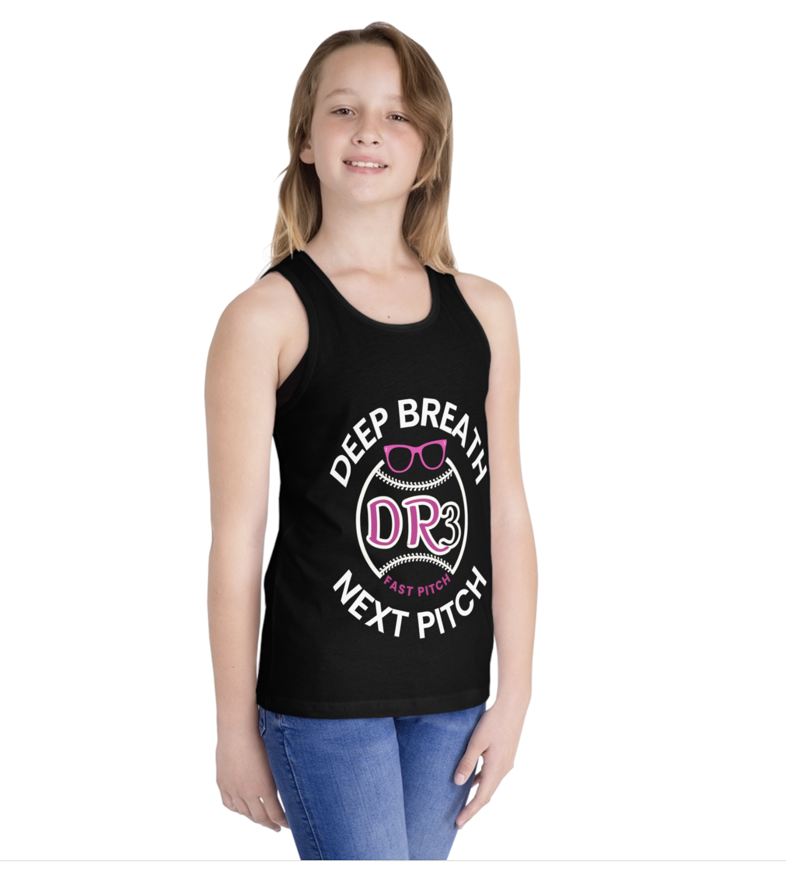 Kids' Softball Tank Top "Deep Breath Next Pitch"