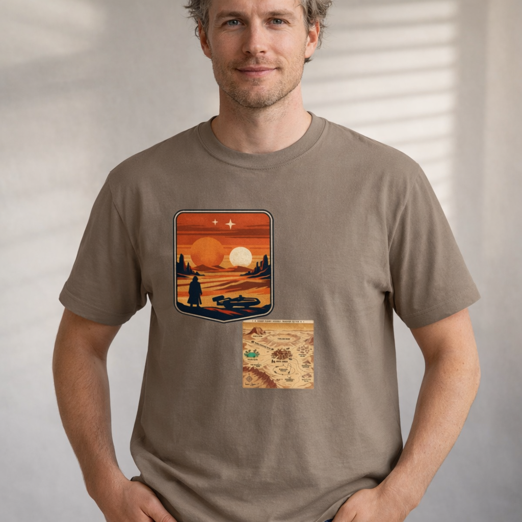 Twin Suns Adventure Graphic Tee — 'Twin Suns' Star Design
