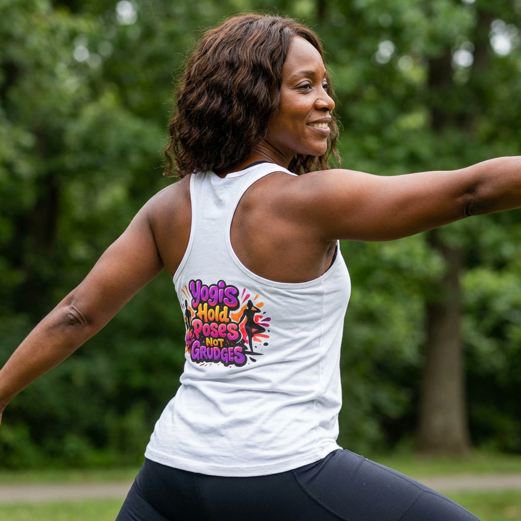 Yoga Tank Top - "Yogis Hold Poses Not Grudges" Lotus Graphic