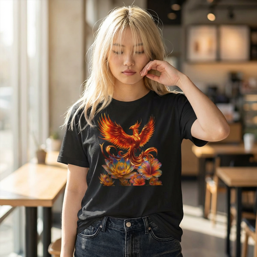 Phoenix Floral Women's Tee — Rising Phoenix Graphic Shirt