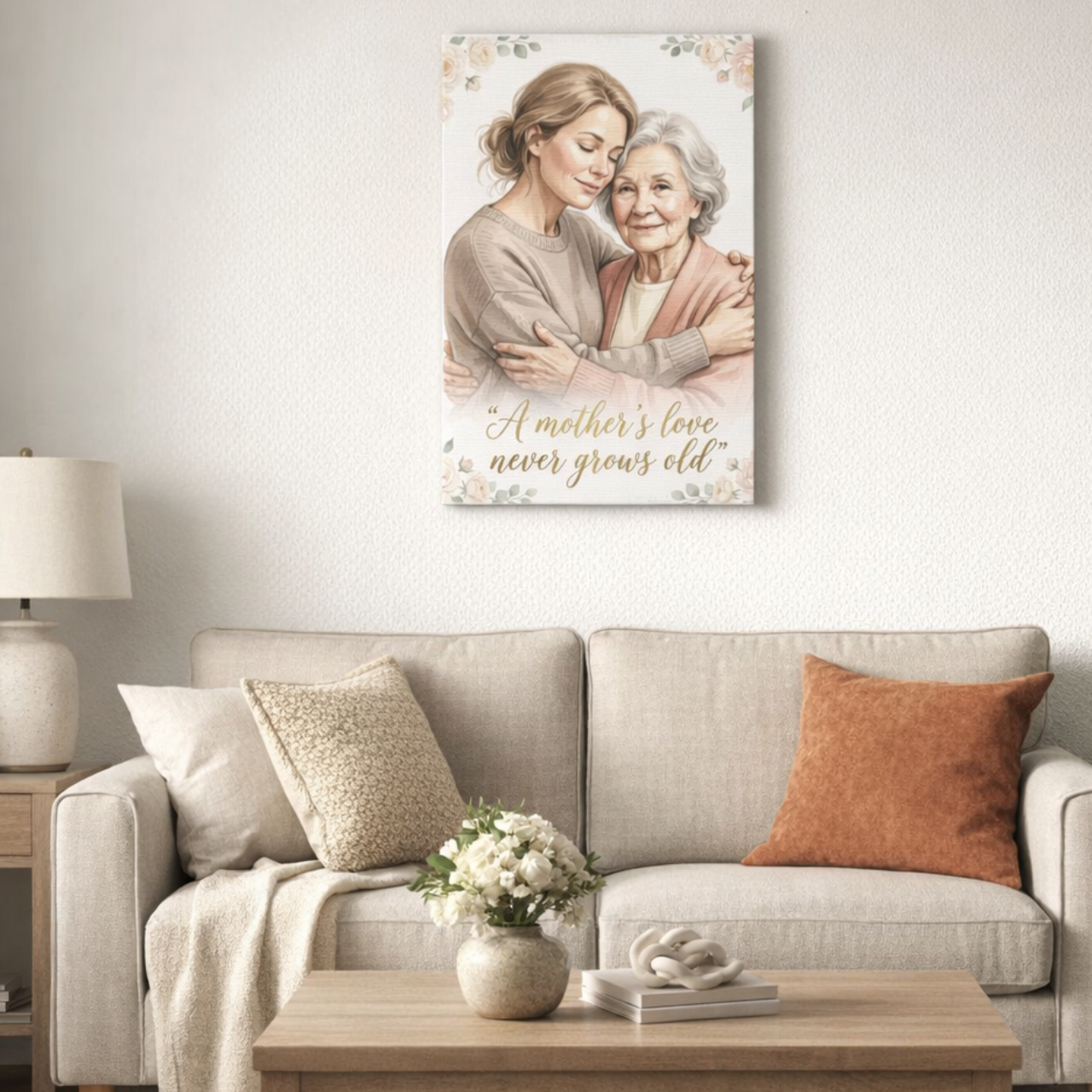 Mother’s Love Canvas Wall Art – “A mother’s love never grows old” product thumbnail image