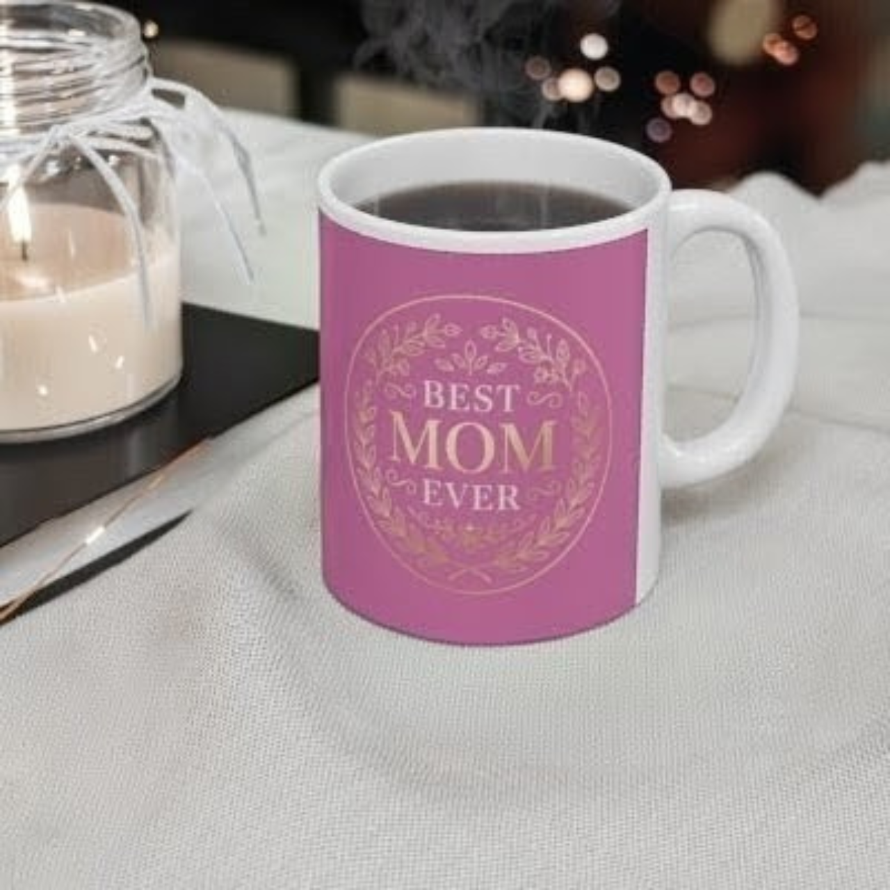 Best Mom Ever Mug — Pink Ceramic Mother's Day Coffee Cup