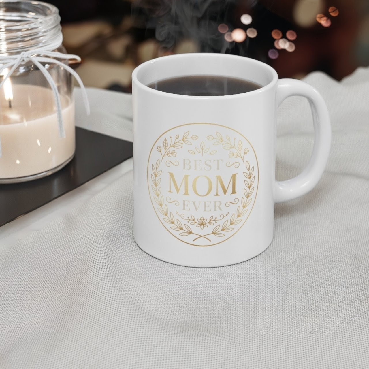 Best Mom Ever Ceramic Mug — 11oz Gold Laurel Mother's Day Gift