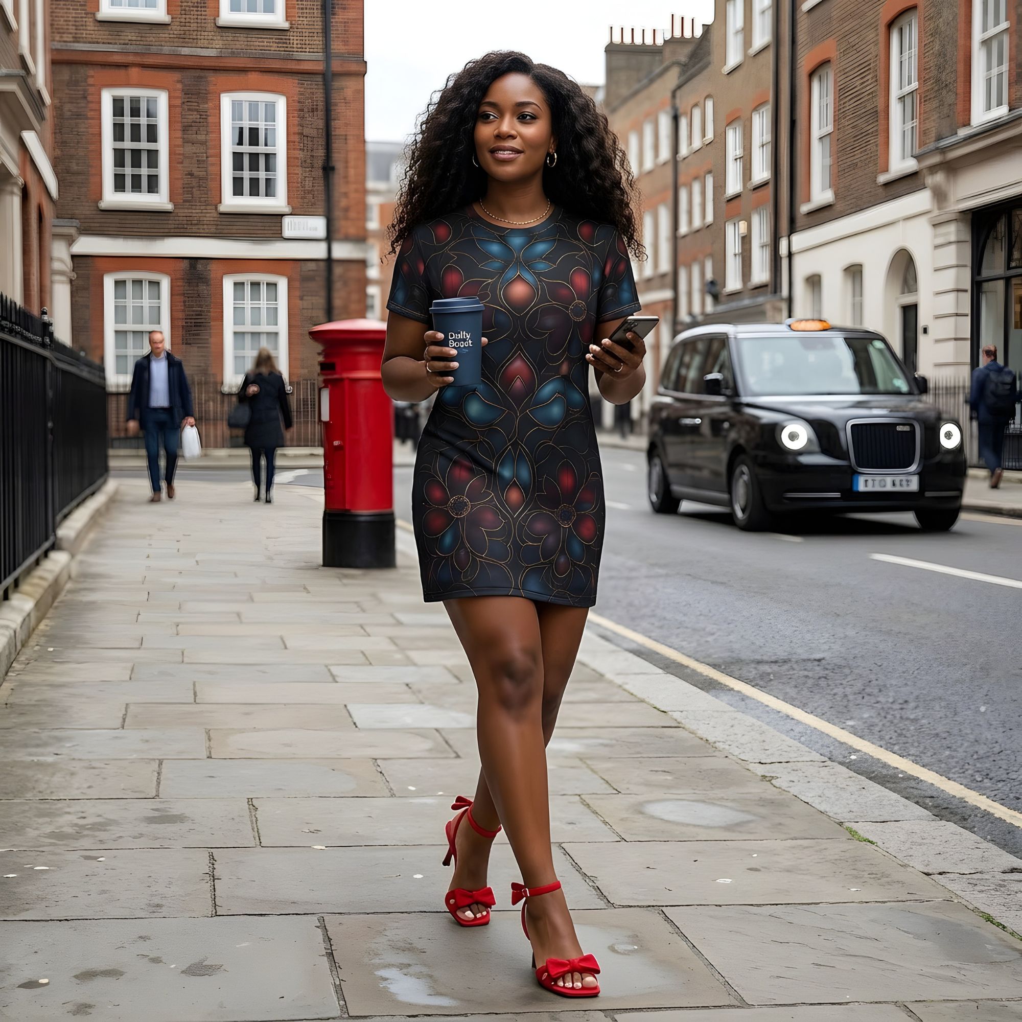 Cathedral Bloom Dark Floral Gothic T-Shirt Dress — Stained-Glass Inspired product thumbnail image