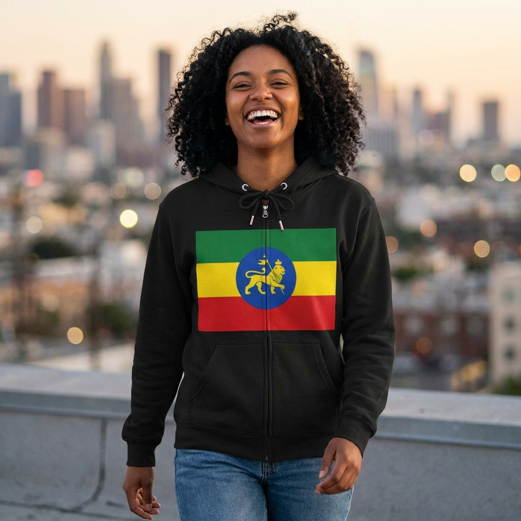 Ethiopian Lion Flag Zip Hoodie product thumbnail image Ethiopian Lion Flag Zip Hoodie product thumbnail image