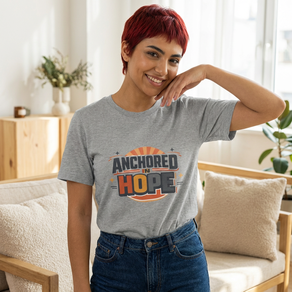Anchored in Hope Tee | faith streetwear, washed vintage bold type