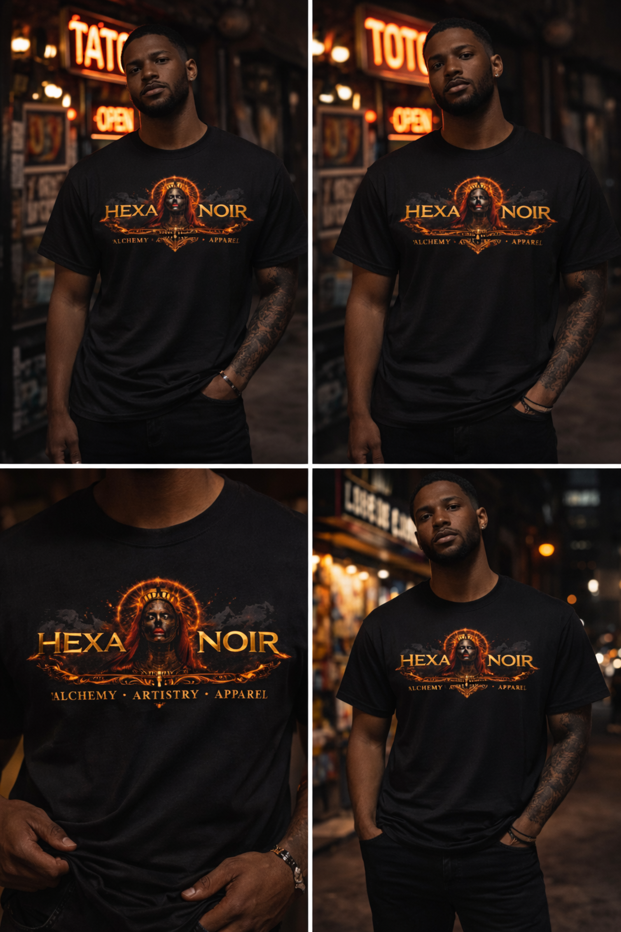 Hexa Noir Gothic Streetwear T-Shirt – Black Statement Tee product thumbnail image Hexa Noir Gothic Streetwear T-Shirt – Black Statement Tee product thumbnail image