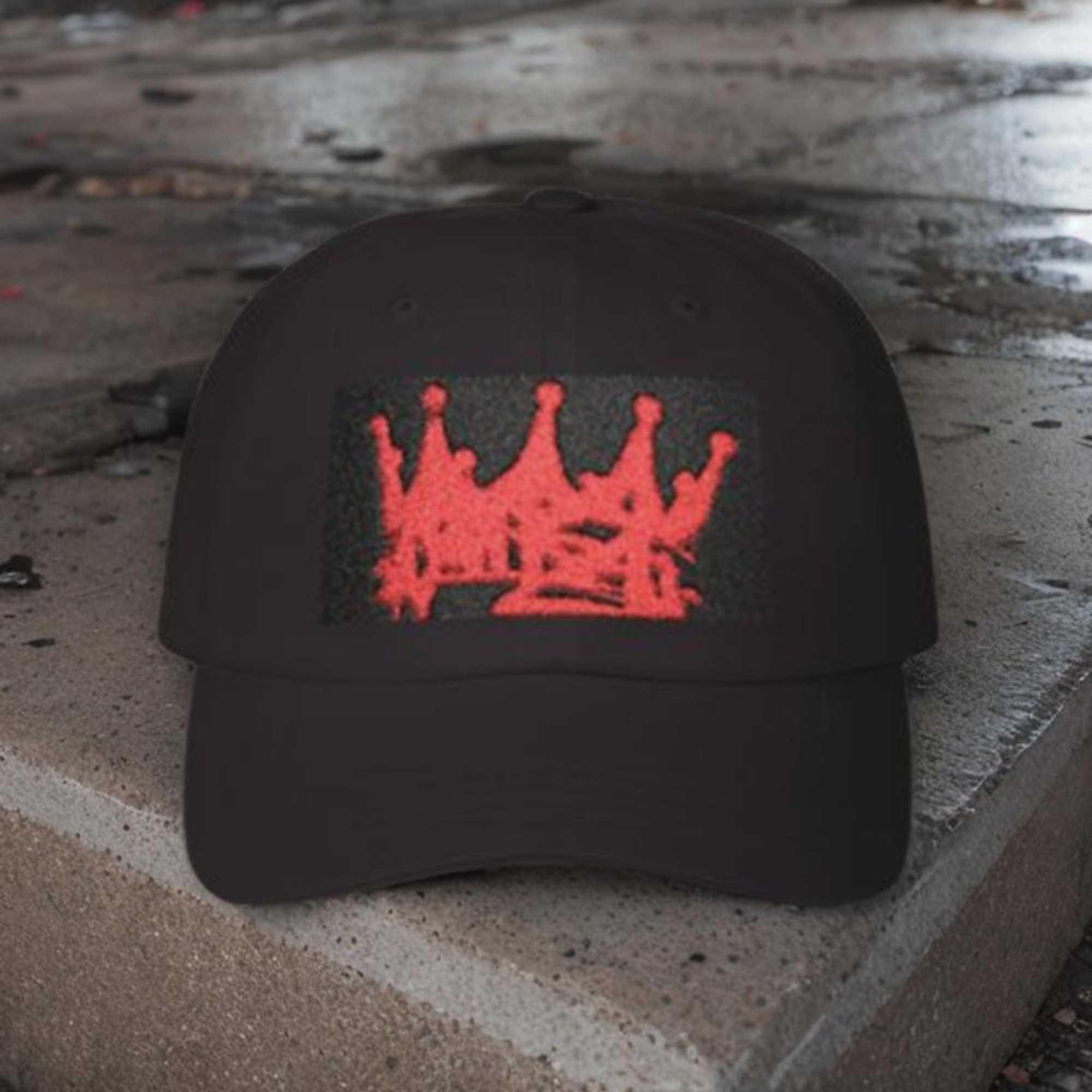 Crown Sketch Dad Cap — Embroidered Red Crown Baseball Hat Crown Sketch Dad Cap — Embroidered Red Crown Baseball Hat