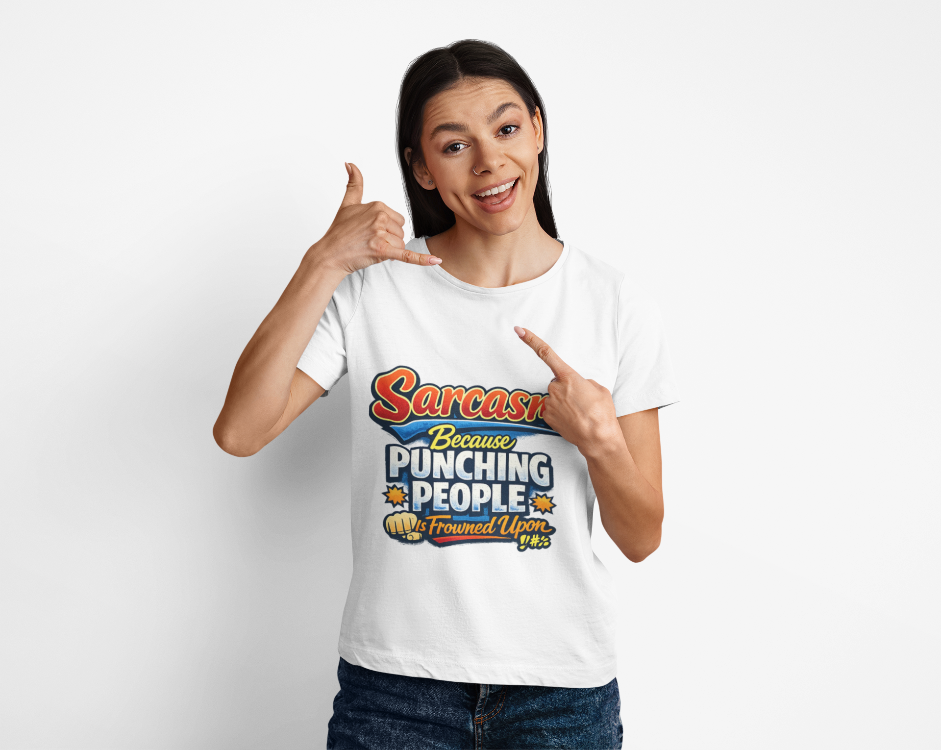 Unisex "Sarcasm: Because Punching People Was Frowned Upon" product thumbnail image Unisex "Sarcasm: Because Punching People Was Frowned Upon" product thumbnail image