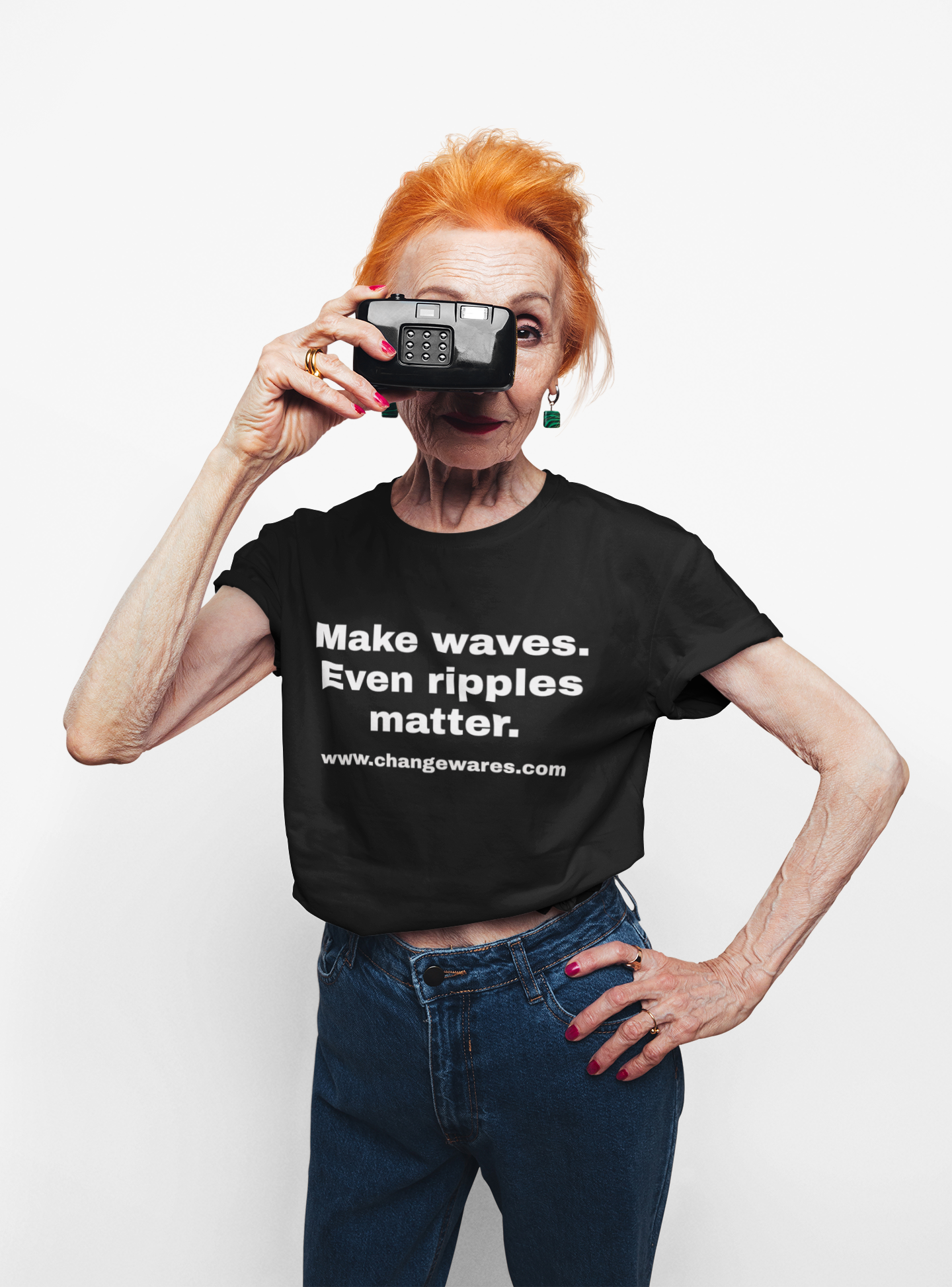 White Cotton T-Shirt Tee — "Make waves. Even ripples matter  product thumbnail image