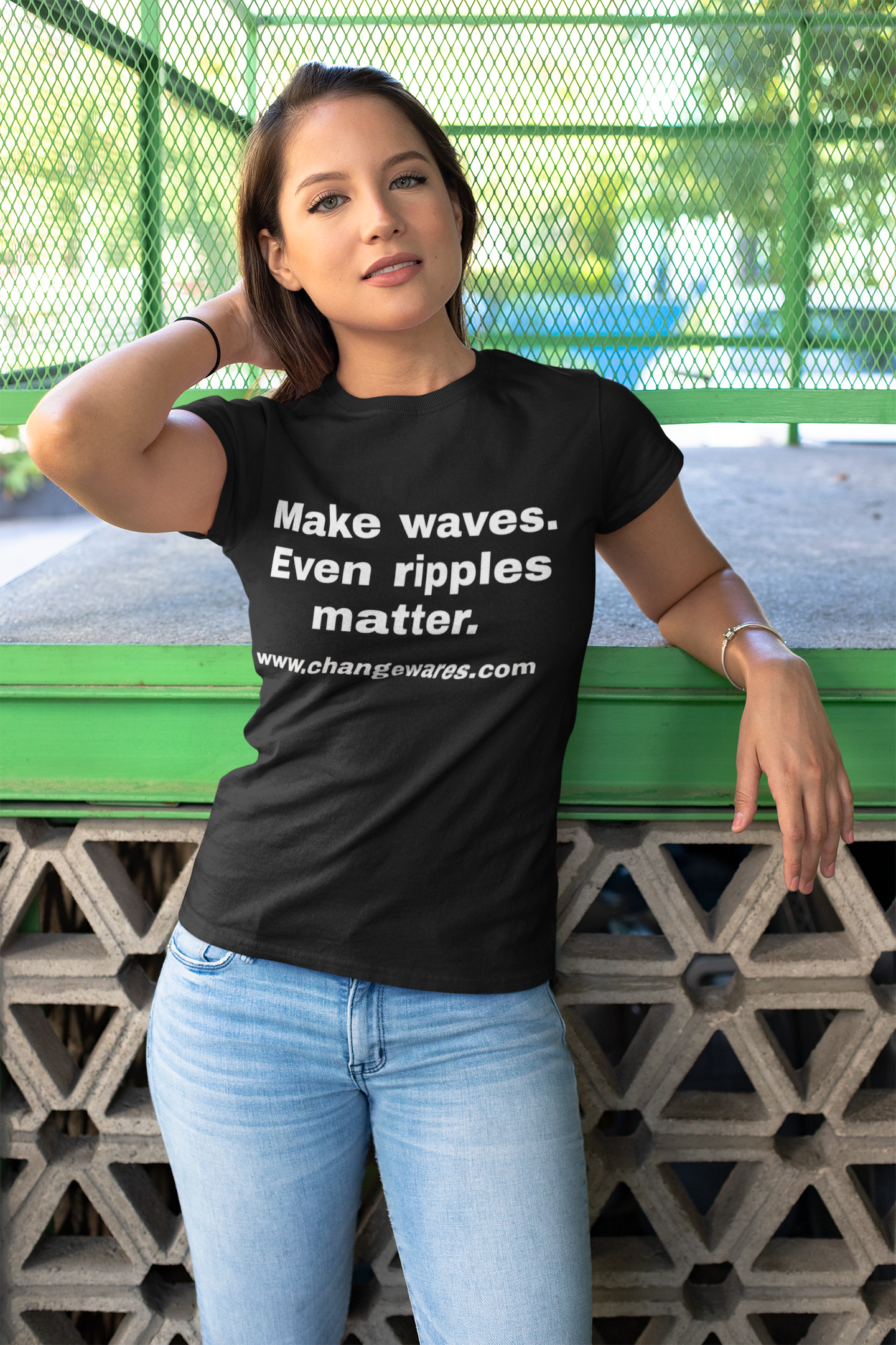 White Cotton T-Shirt Tee — "Make waves. Even ripples matter  product thumbnail image