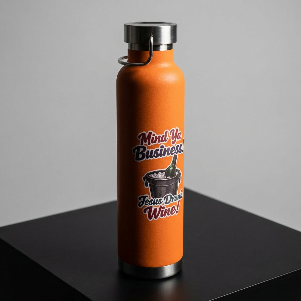 Mind Ya Business! | Jesus Drank Wine! | 22oz Insulated Bottle | Stainless Steel 
