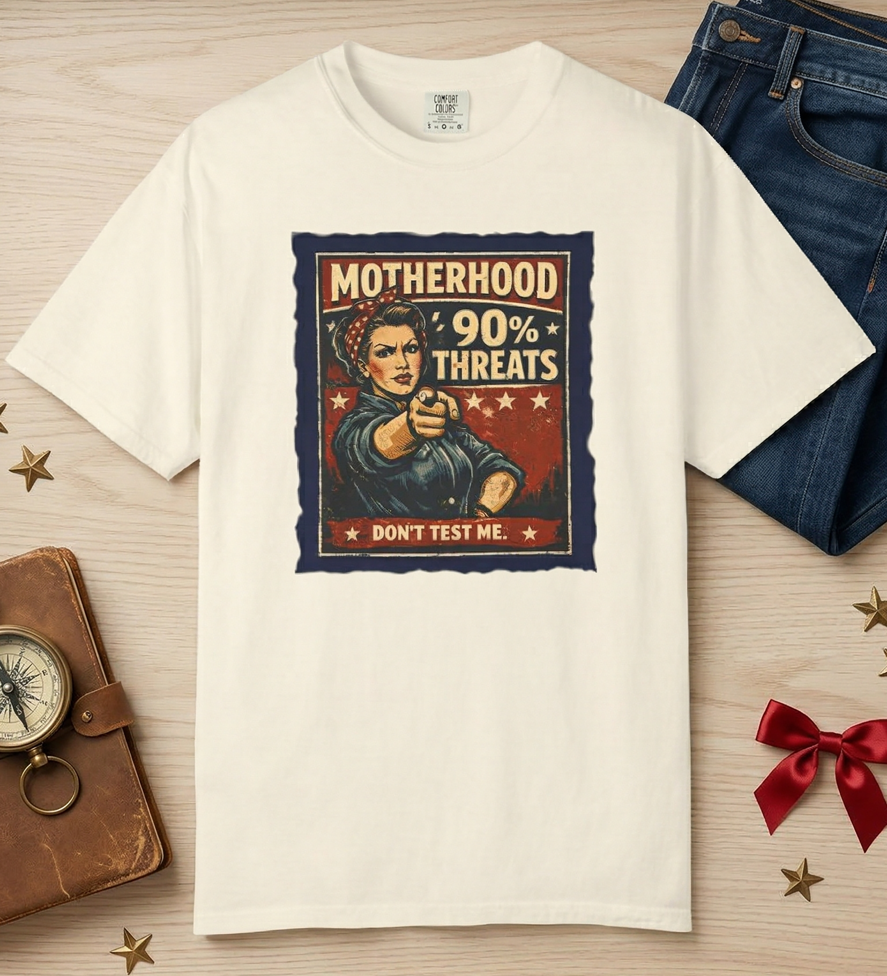 Mother's Day Humorous t-shirt - Motherhood 90% Threats