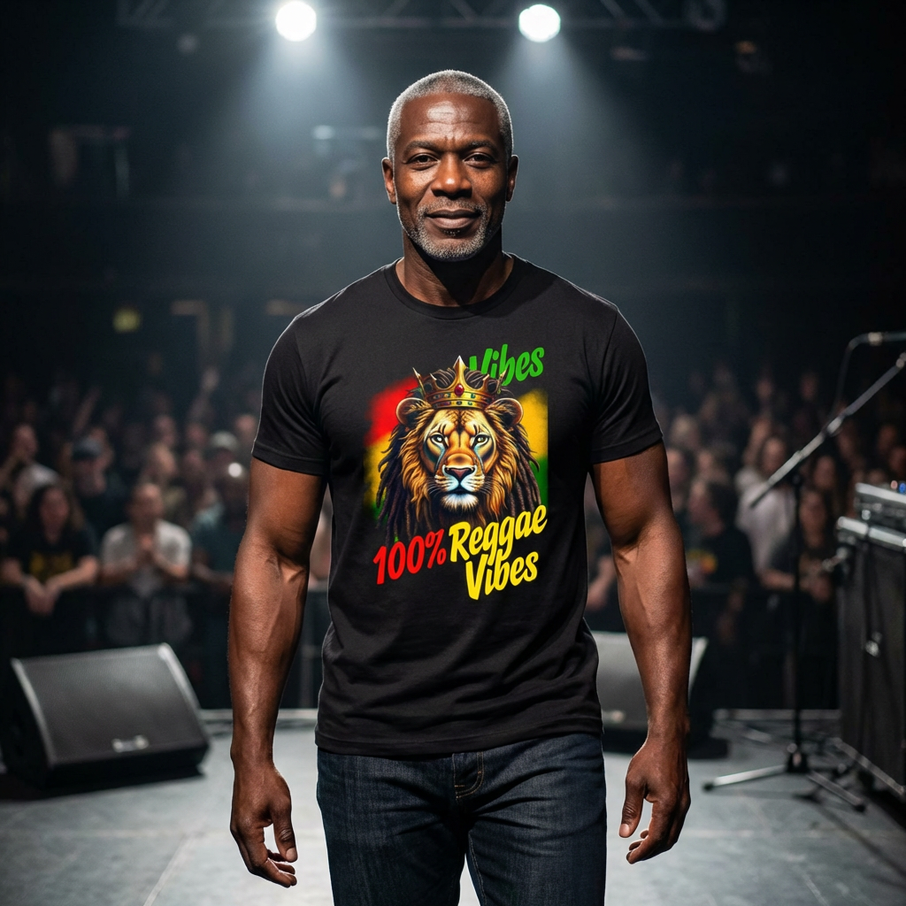 Reggae Lion of Judah Tee — 100% Reggae Vibes Graphic T-Shirt product thumbnail image Reggae Lion of Judah Tee — 100% Reggae Vibes Graphic T-Shirt product thumbnail image