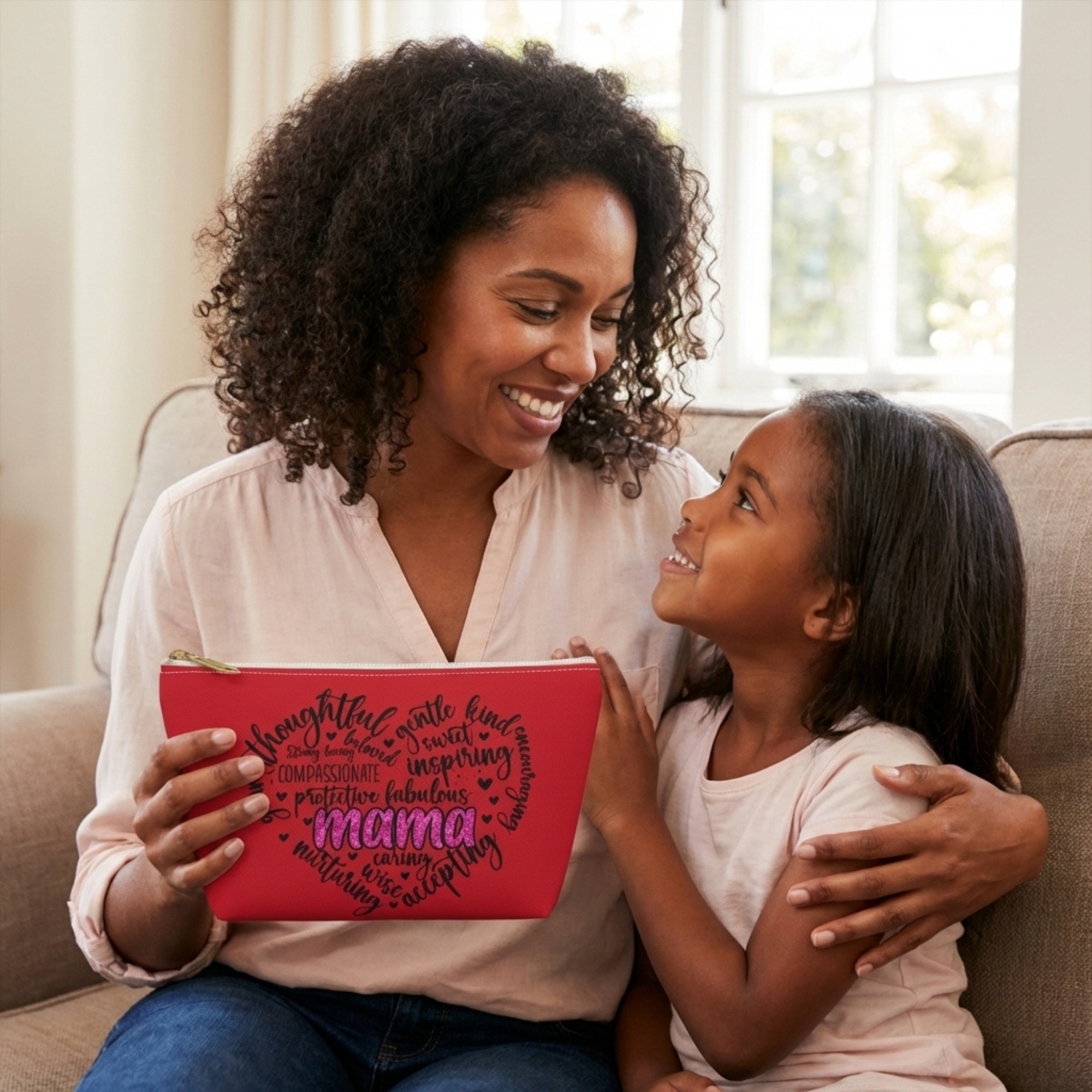 Mama word heart Accessory Pouch Mom typography makeup bag product thumbnail image Mama word heart Accessory Pouch Mom typography makeup bag product thumbnail image