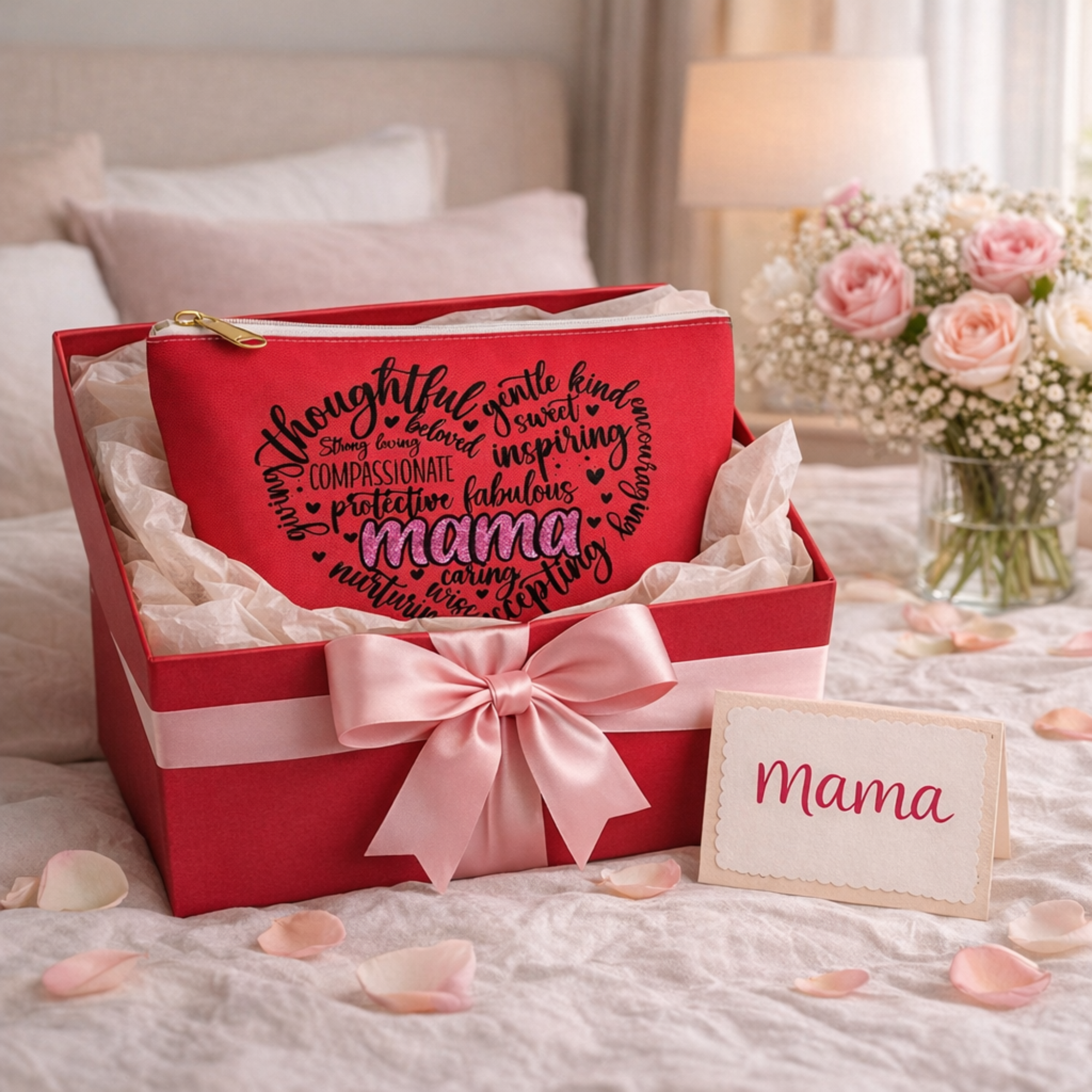 Mama word heart Accessory Pouch Mom typography makeup bag product thumbnail image Mama word heart Accessory Pouch Mom typography makeup bag product thumbnail image