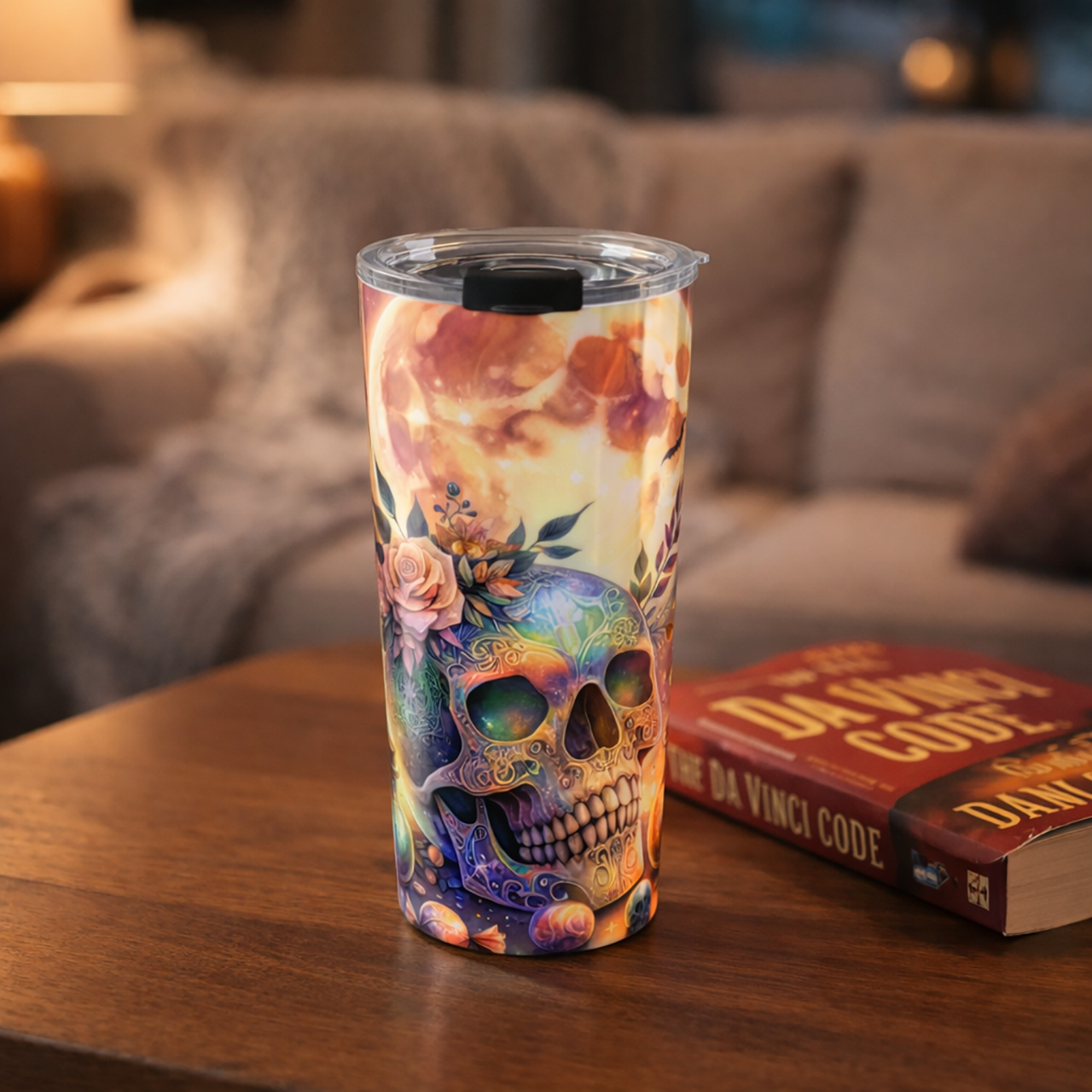 Vibrant Skull &amp; Potion Tumbler – 20oz Gothic Travel Mug for Halloween, Witchy Gifts &amp; Spooky Decor | Colorful Skull Drinkware for Potion Lovers product thumbnail image