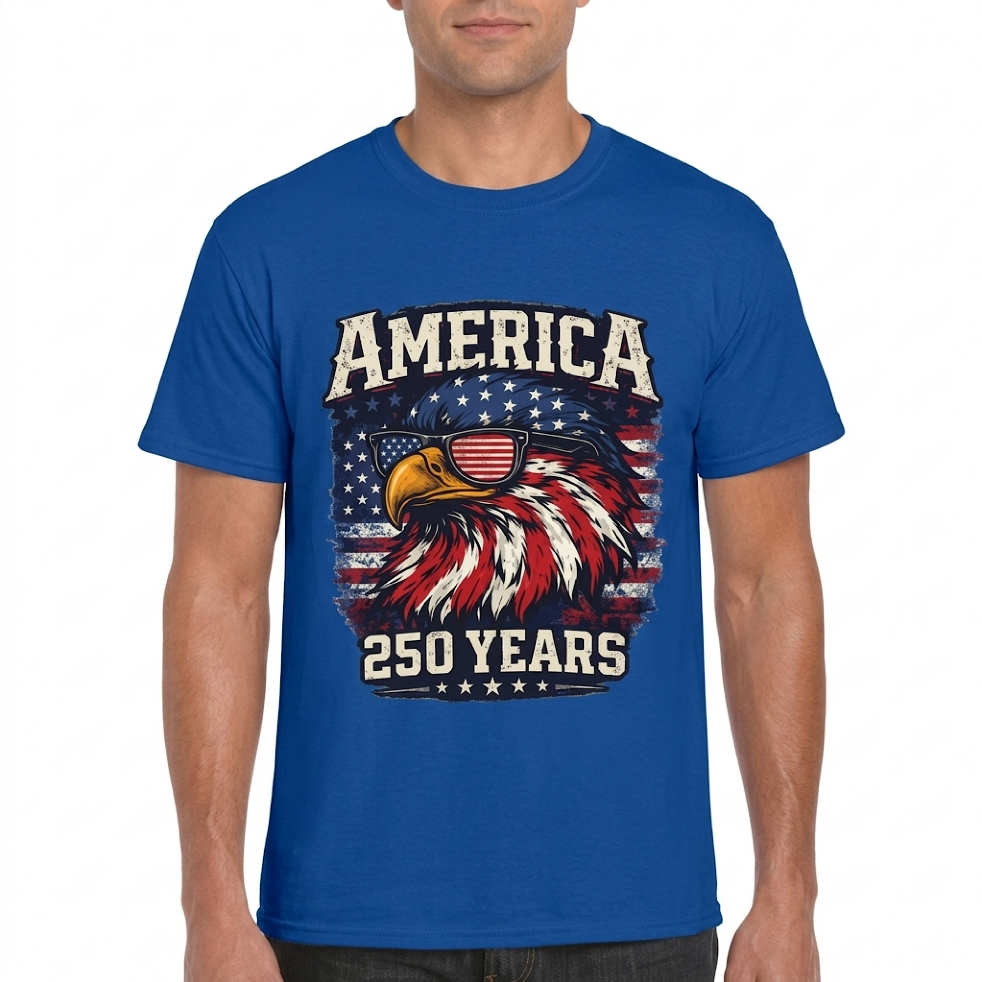 America Eagle with Flag 250 Years T-Shirt | Patriotic Fourth of July Tee