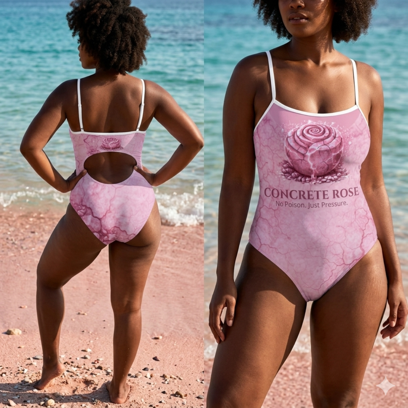 Concrete Rose | Pink Rose One-Piece Swimsuit product thumbnail image