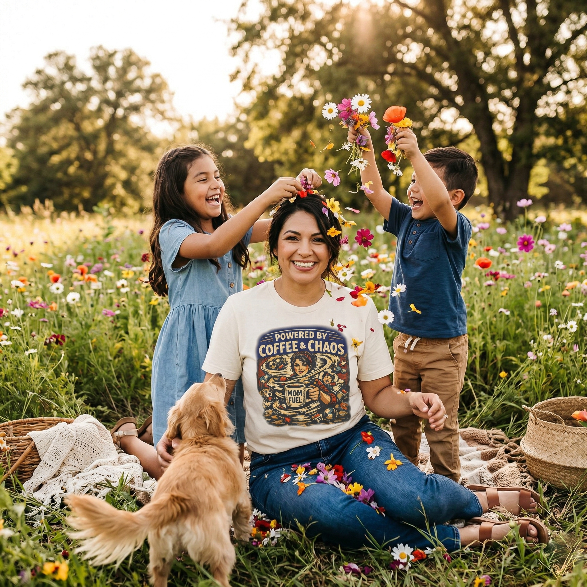Powered by Coffee and Chaos Shirt, Funny Mom Shirt, Mom Life Tee, Motherhood Humor Shirt, Gift for Mom, Vintage Mom Tee product thumbnail image