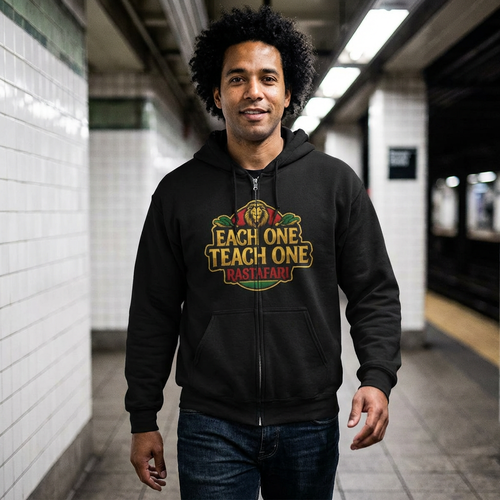 Rastafari Each One Teach One Zip Hoodie