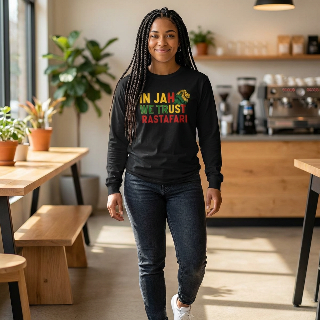 Rastafari 'In Jah We Trust' Long Sleeve Tee product thumbnail image
