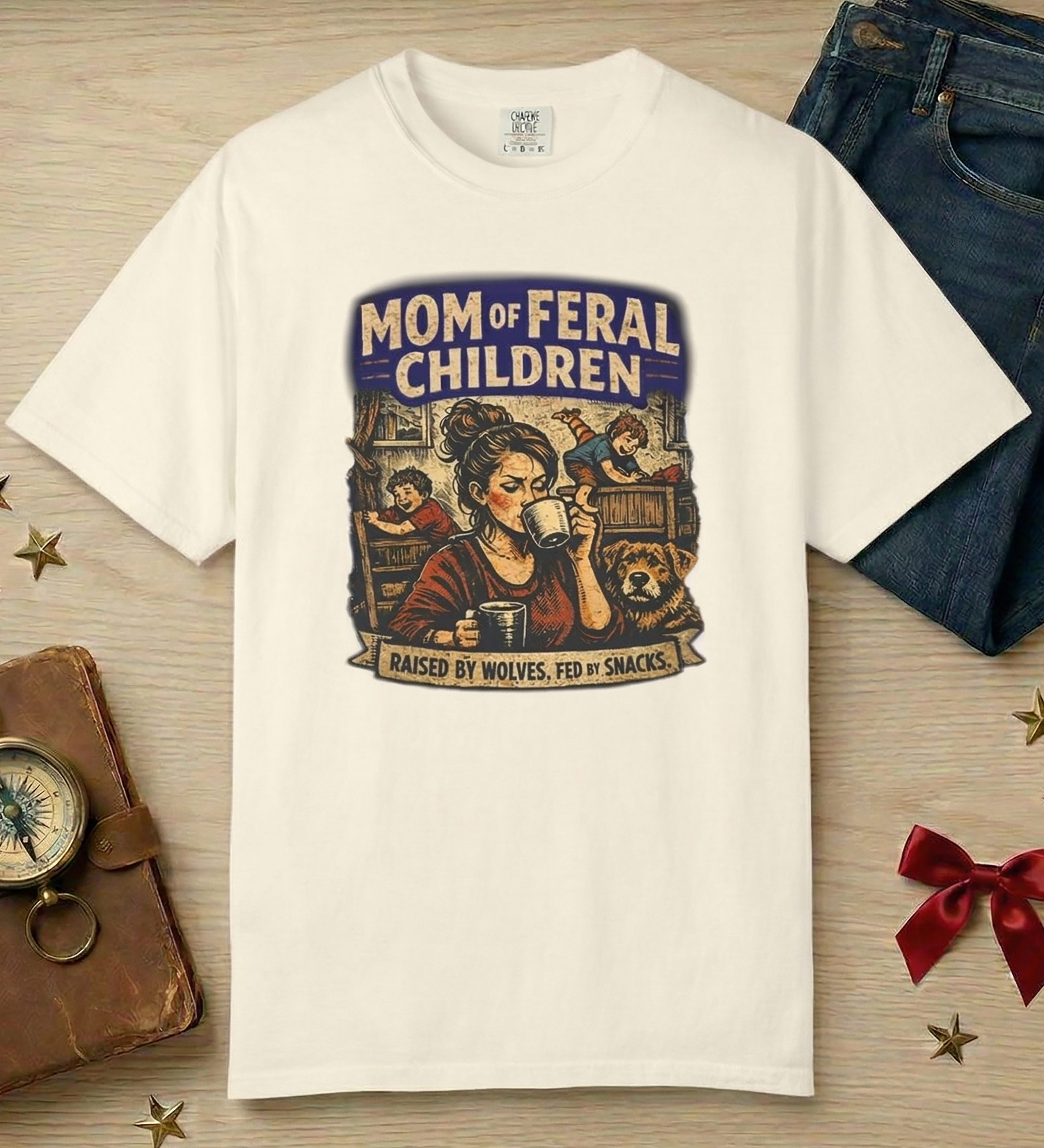 Mom of Feral Children Shirt, Funny Mom Shirt, Motherhood Humor Tee, Chaos Mom Shirt, Gift for Mom, Vintage Mom Life Tee
