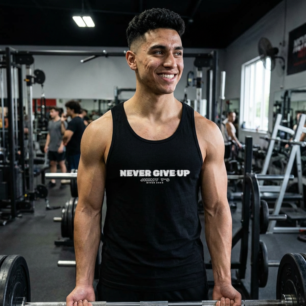 Jimmy T's Apparel Unisex Never Give Up Fade Jersey Tank product thumbnail image