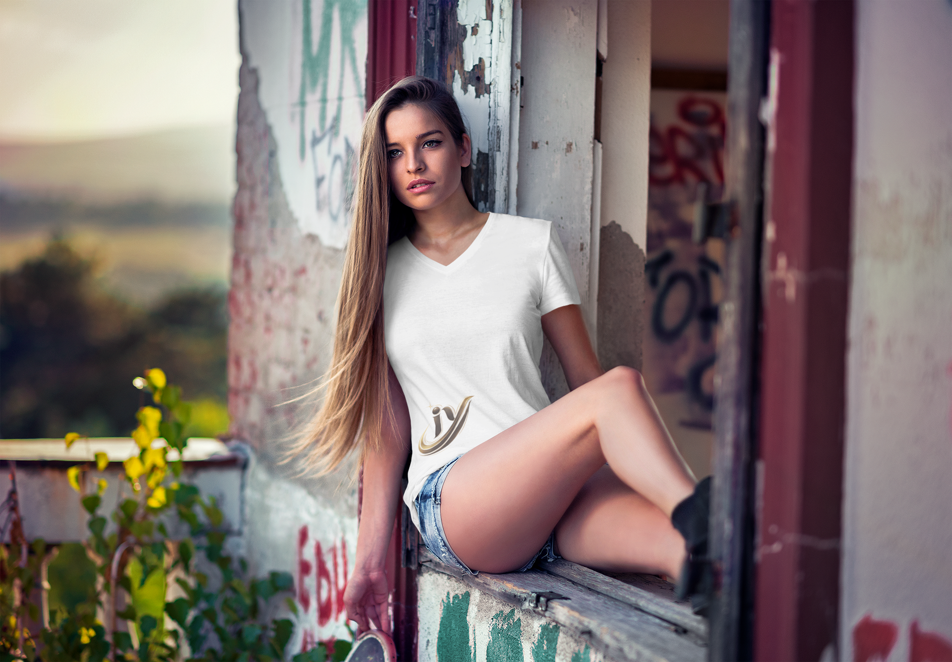 Illuminate Yourself V-Neck Tee — Minimal Gold Logo Inspirational Shirt