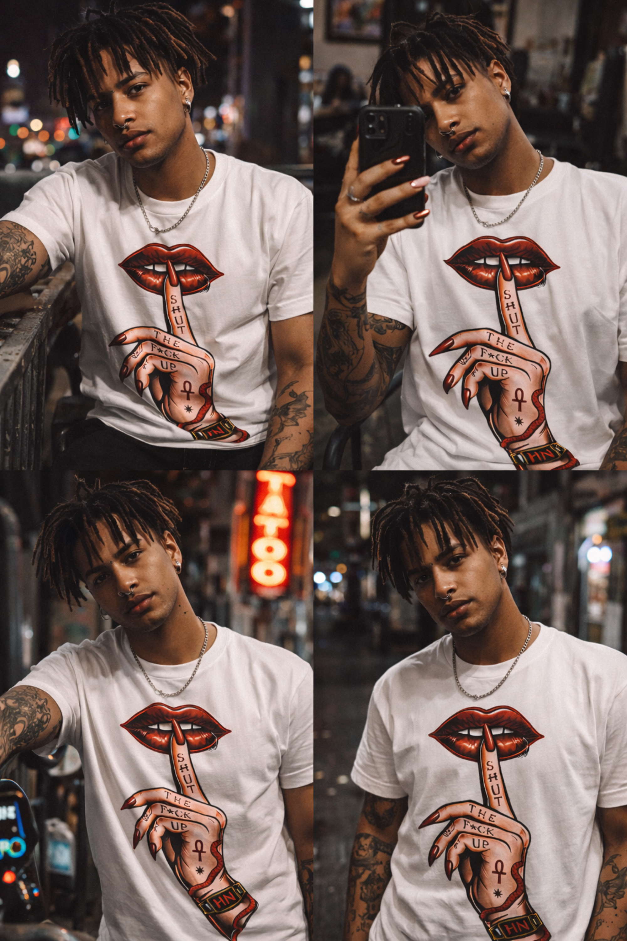 SILENCE. Statement Tee | Gothic Streetwear Shirt | Unisex Dark Aesthetic | Hexa Noir Graphic Tee product thumbnail image SILENCE. Statement Tee | Gothic Streetwear Shirt | Unisex Dark Aesthetic | Hexa Noir Graphic Tee product thumbnail image
