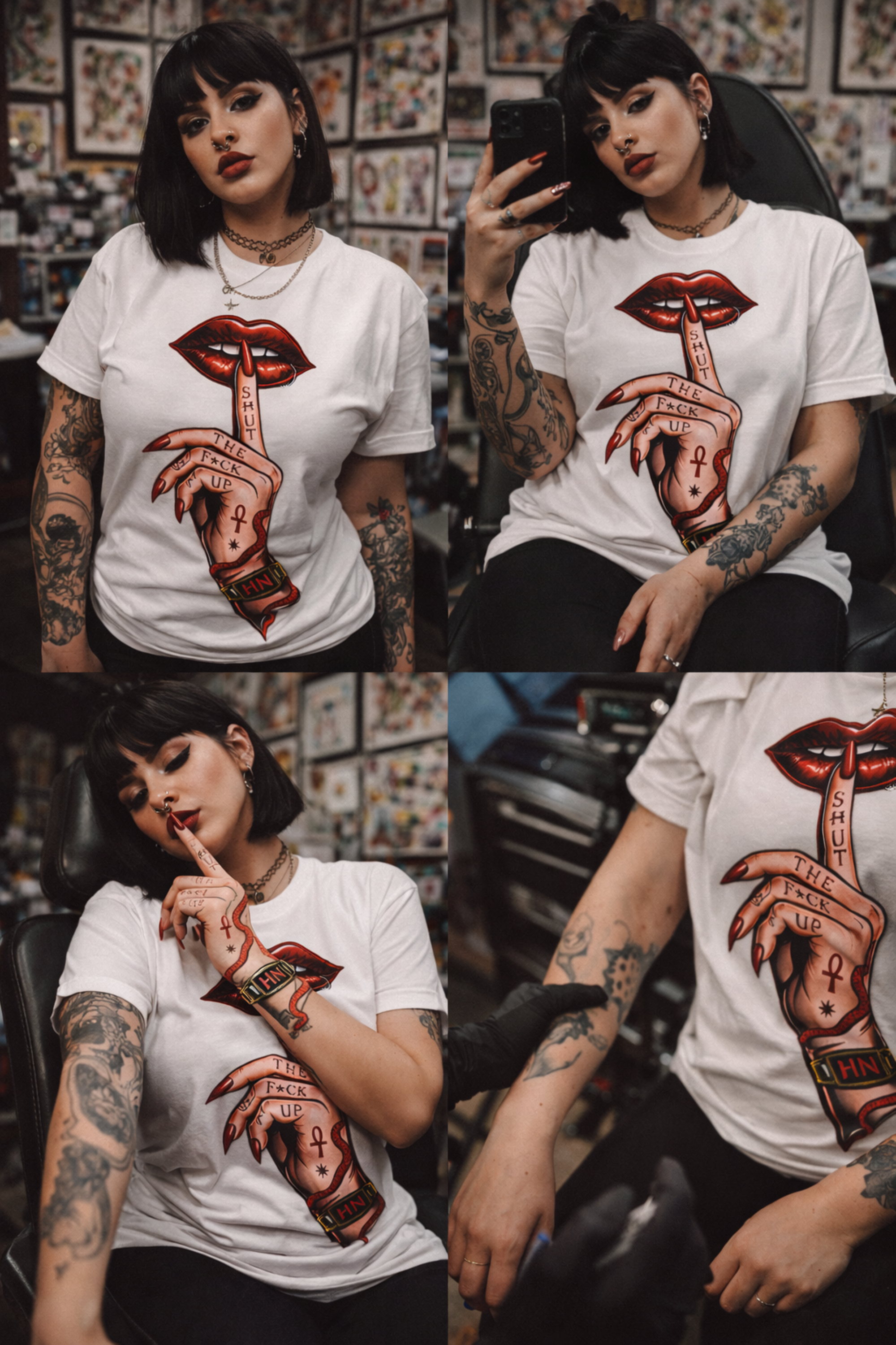 SILENCE. Statement Tee | Gothic Streetwear Shirt | Unisex Dark Aesthetic | Hexa Noir Graphic Tee product thumbnail image