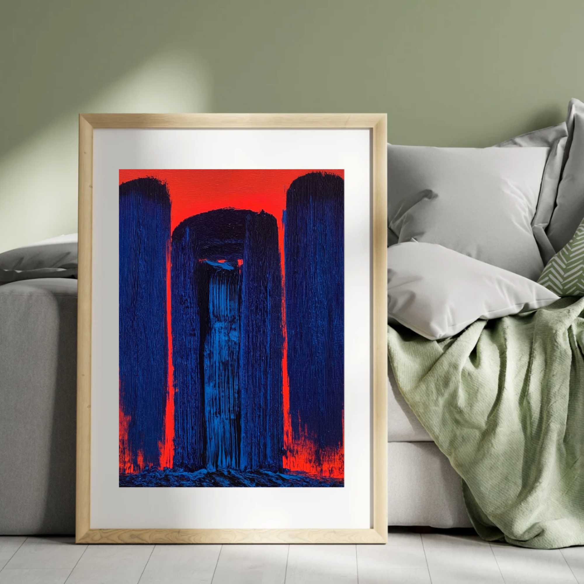 Abstract Blue &amp; Red Striped Canvas Print — Modern Matte Wall Art product thumbnail image