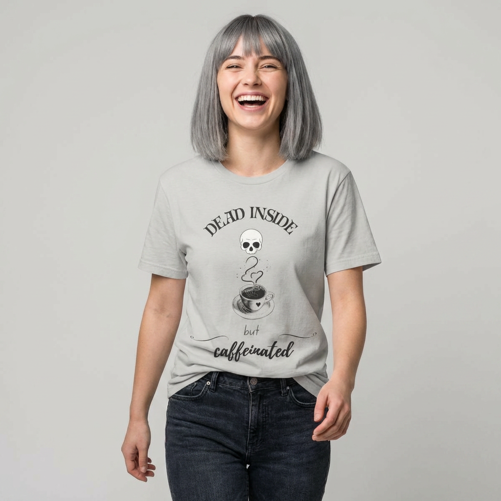 Dead Inside But Caffeinated T-Shirt — Funny Coffee Lover Tee product thumbnail image Dead Inside But Caffeinated T-Shirt — Funny Coffee Lover Tee product thumbnail image