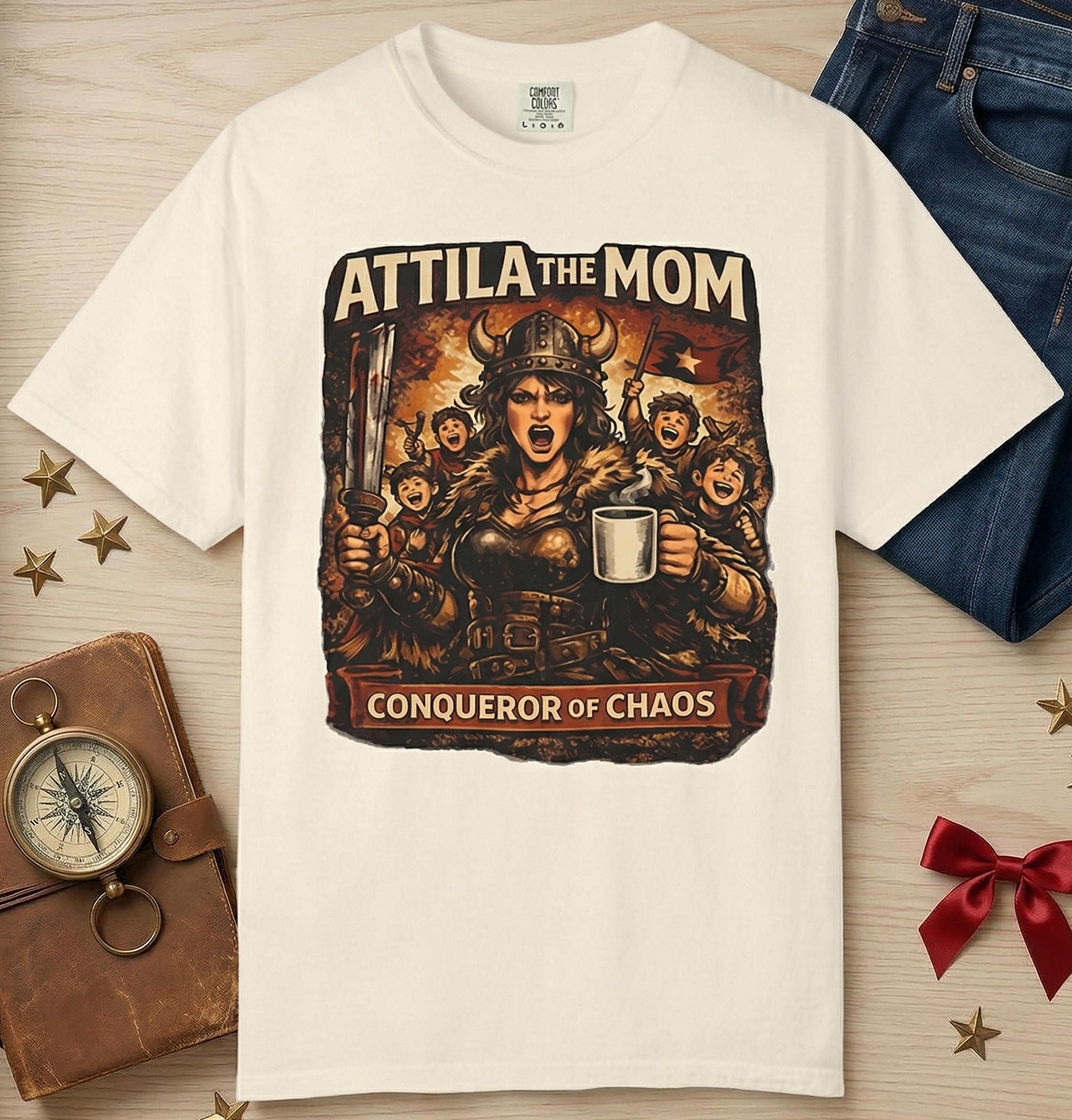 Attila the Mom Shirt, Conqueror of Chaos Tee, Funny Mom Shirt, Motherhood Humor, Vintage Graphic Tee, Gift for Mom, Comfort Colors 1717