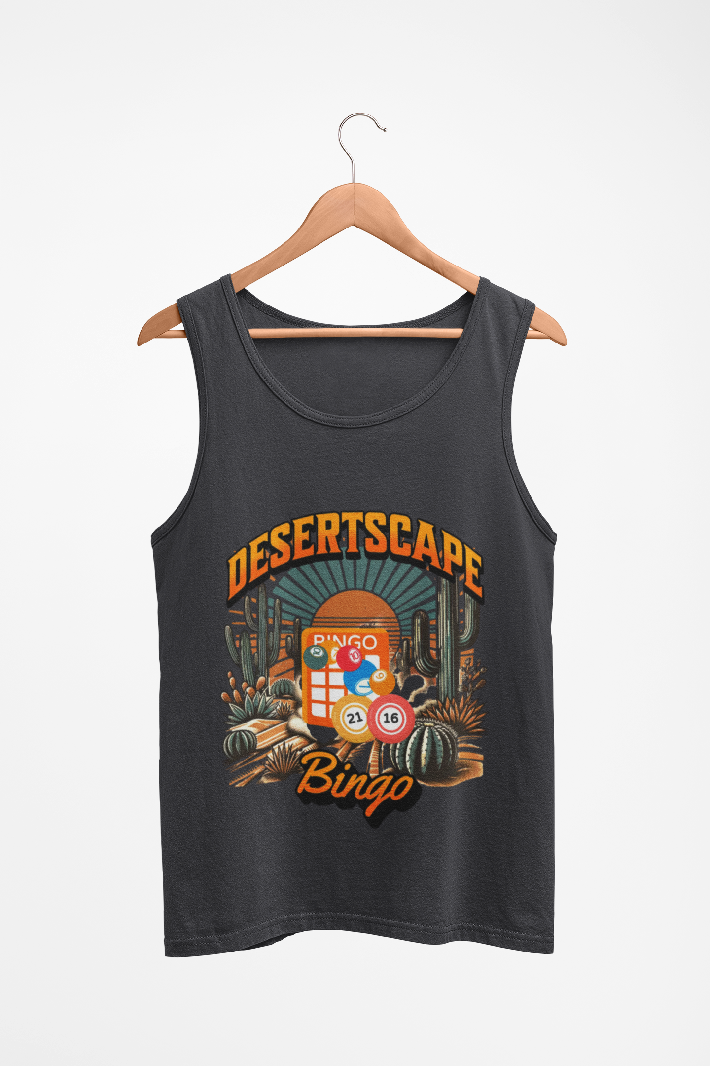 Desertscape Bingo Tank Top — Retro Desert Bingo Graphic Tank product thumbnail image Desertscape Bingo Tank Top — Retro Desert Bingo Graphic Tank product thumbnail image