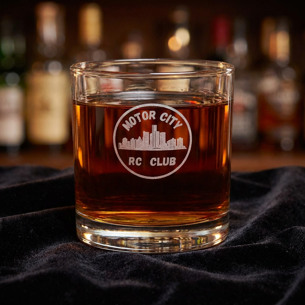 Engraved Whiskey Glass 10.5oz — Motor City RC Club Skyline