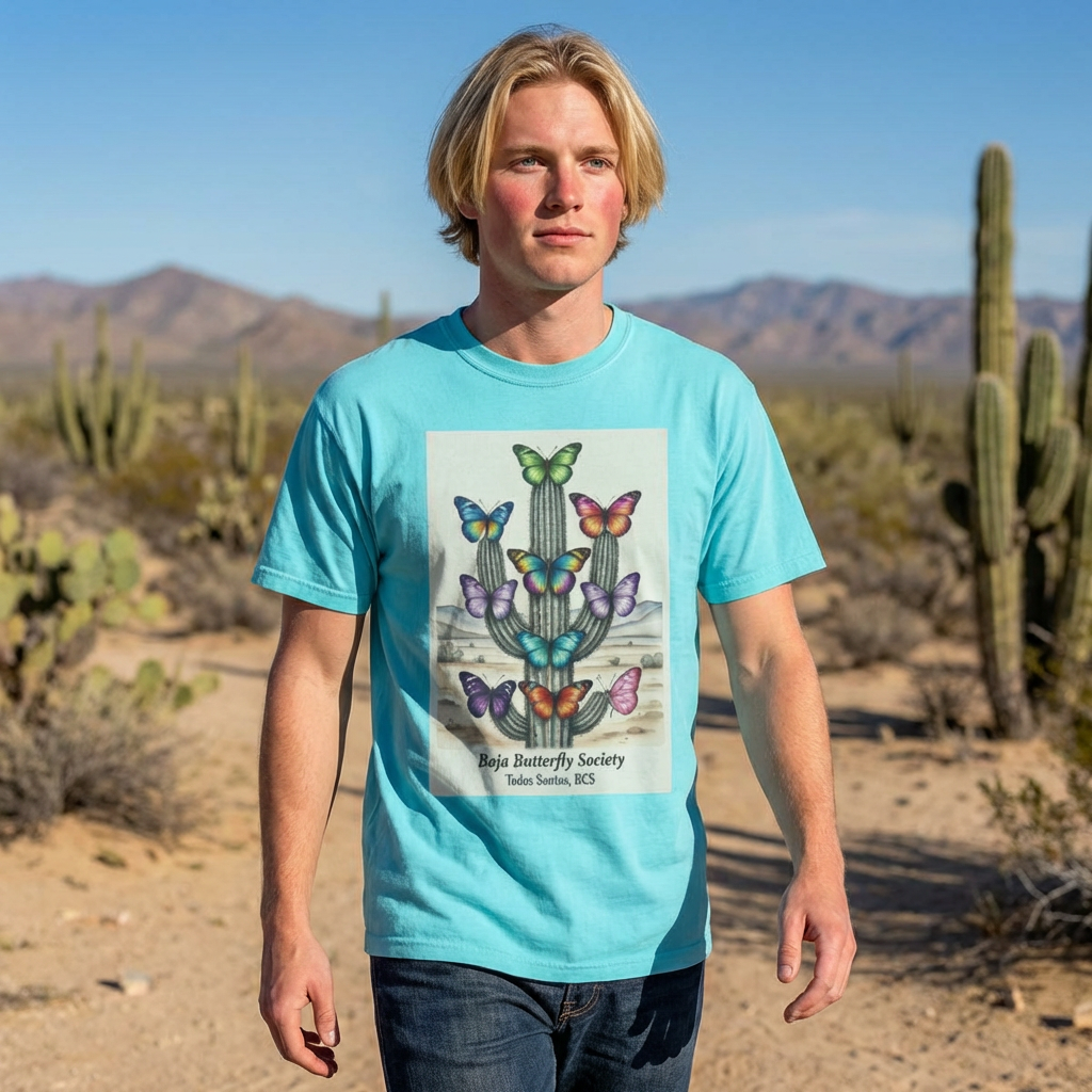 Baja Butterfly Society Cactus Tee — Colorful Desert Butterfly Graphic T‑Shirt product thumbnail image Baja Butterfly Society Cactus Tee — Colorful Desert Butterfly Graphic T‑Shirt product thumbnail image