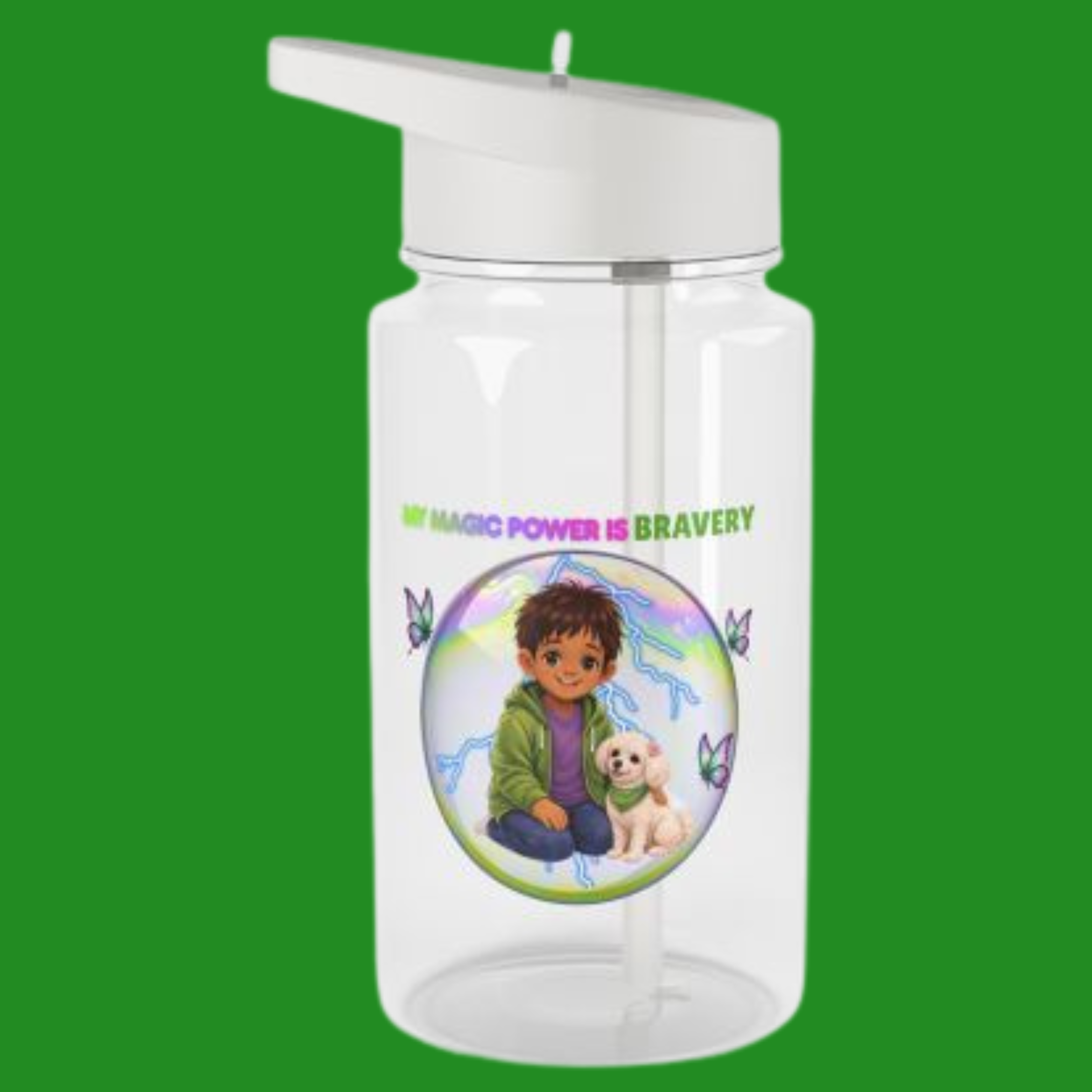 Magic Power Kids Water Bottle – Personalized Boy & Puppy Tritan Bottle Inspired by My Magic Power Is Energy product thumbnail image Magic Power Kids Water Bottle – Personalized Boy & Puppy Tritan Bottle Inspired by My Magic Power Is Energy product thumbnail image
