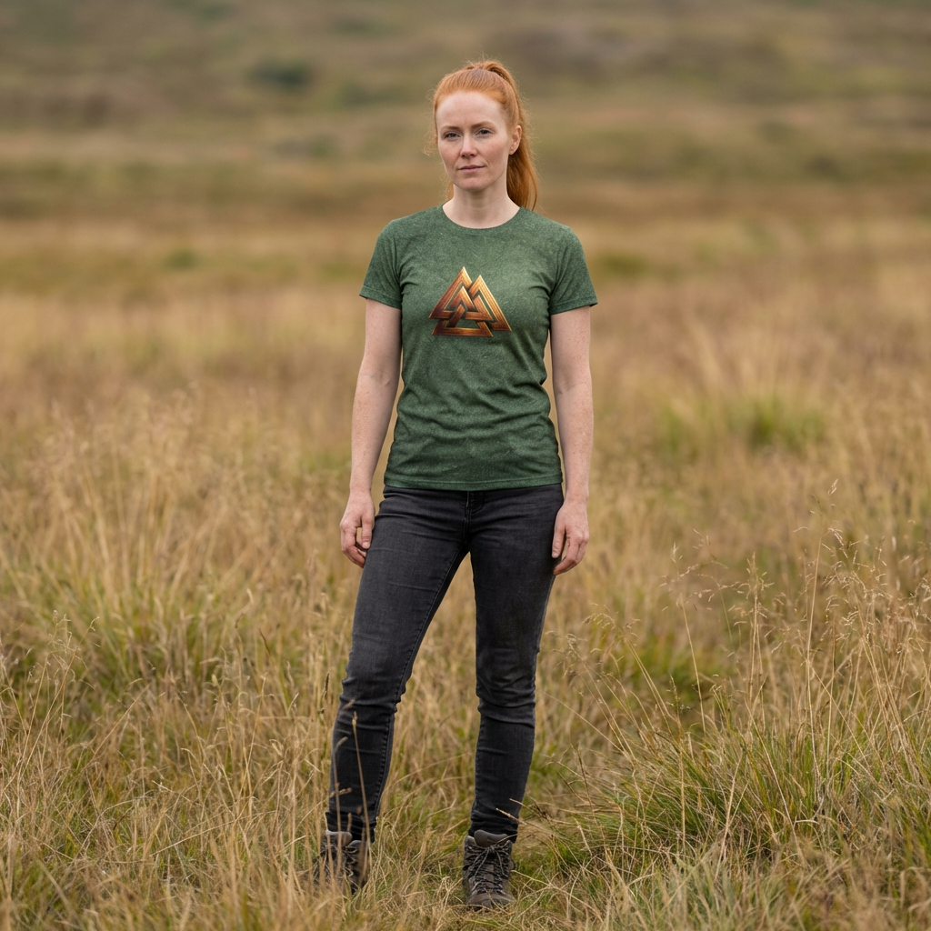 Polyester Tee (AOP) Valknut product thumbnail image Polyester Tee (AOP) Valknut product thumbnail image