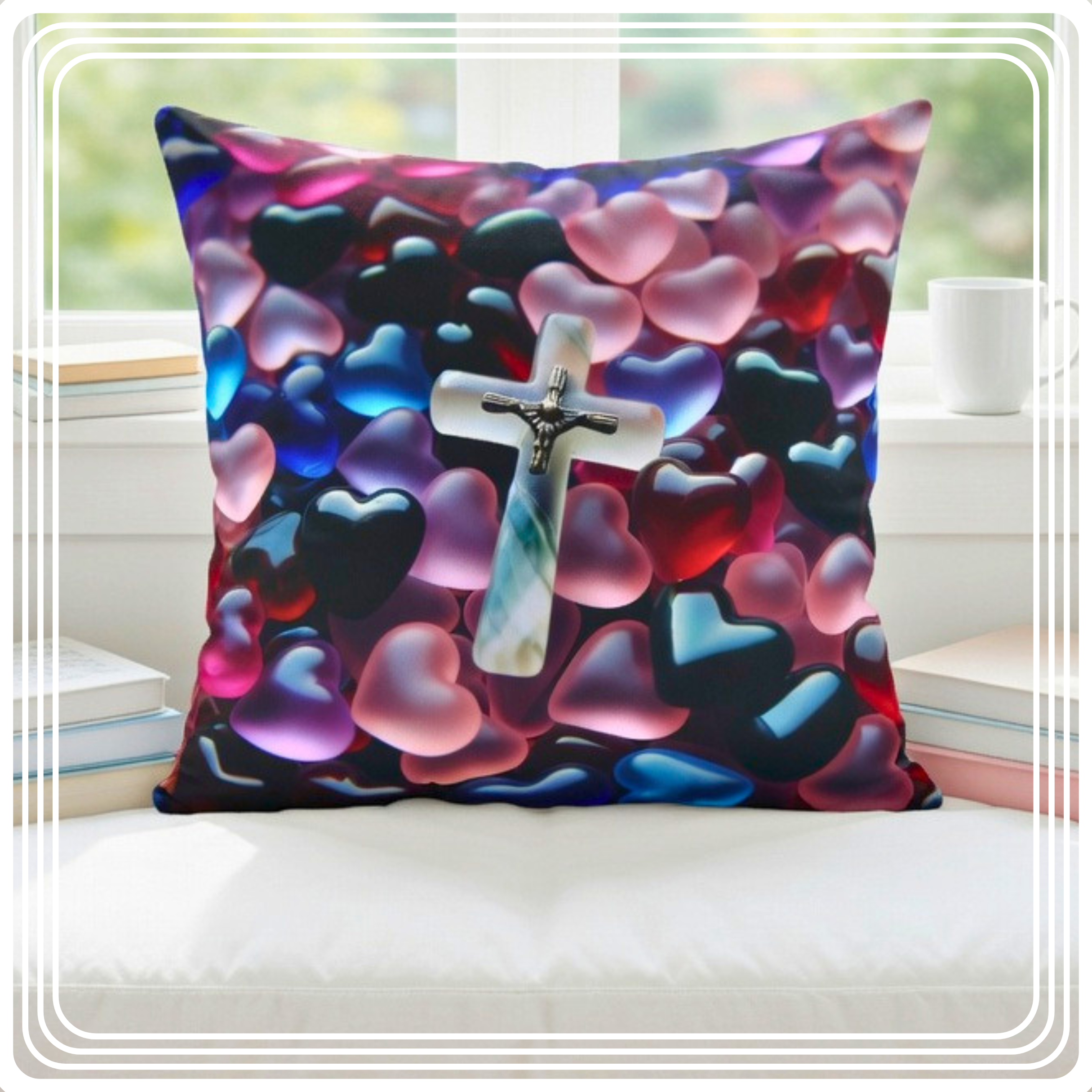 Pillows with Hearts | Decorative Square Couch Cushion