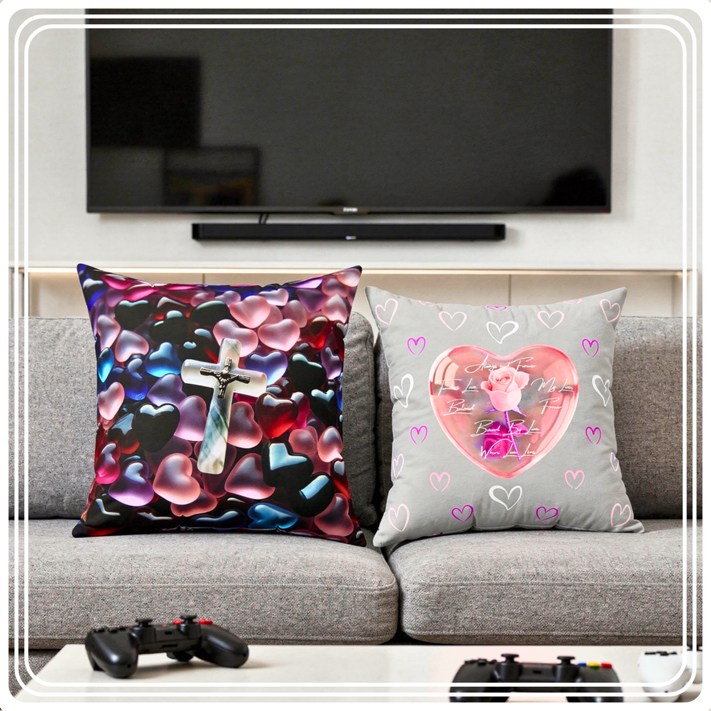 Pillows with Hearts | Decorative Square Couch Cushion product thumbnail image Pillows with Hearts | Decorative Square Couch Cushion product thumbnail image