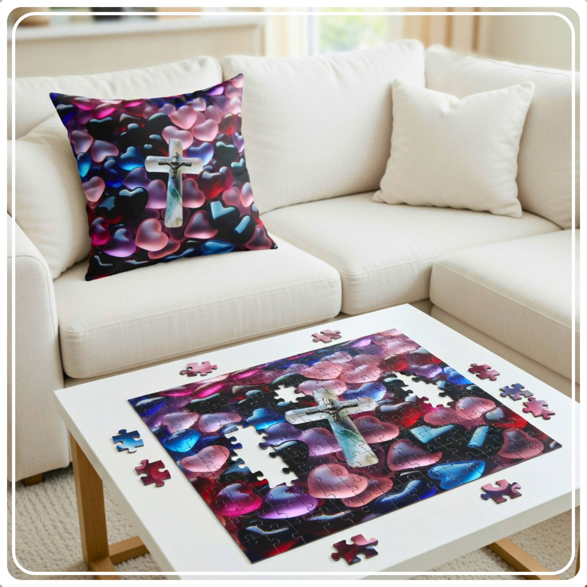 Pillows with Hearts | Decorative Square Couch Cushion product thumbnail image